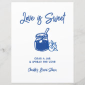 Love Is Sweet Blue Bridal Shower Jam Bar Sign (Voorkant)
