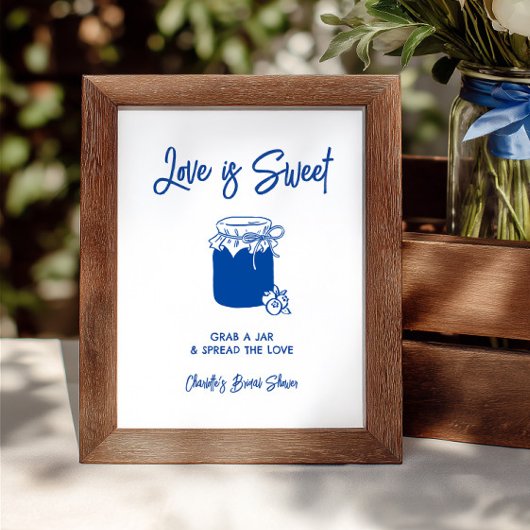Love Is Sweet Blue Bruiloftsfeest Jam Bar Bord