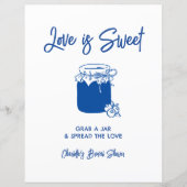 Love Is Sweet Blue Bruiloftsfeest Jam Bar Bord (Voorkant)