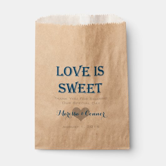 Love Is Sweet Blue en Grey Tassen Bedankzakje (Voorkant)