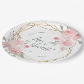 Love is Sweet Blush Floral Wedding Papieren Bordje (Gekanteld)