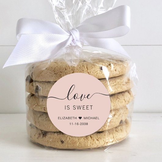 Love Is Sweet Blush Roze Trouwen Ronde Sticker