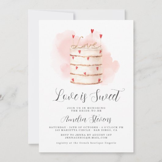 Love is Sweet Bridal Shower Invitation Kaart (Voorkant)