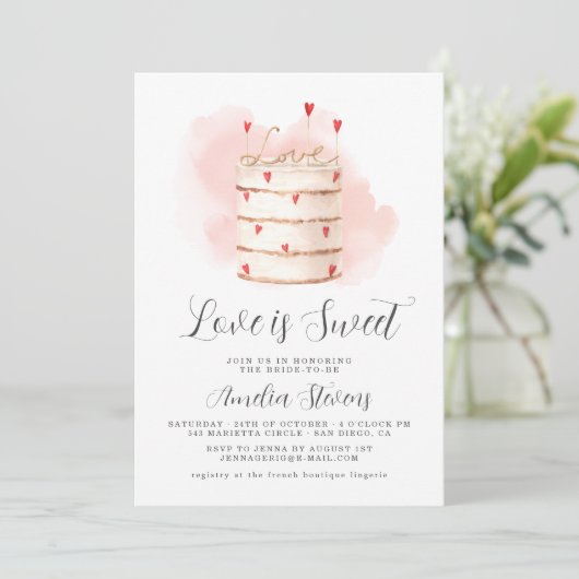 Love is Sweet Bridal Shower Invitation Kaart (Staand voorkant)