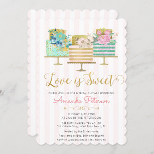 Love is Sweet Bridal Shower Invitation Kaart