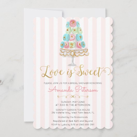 Love is Sweet Bridal Shower Invitation Kaart (Voorkant)