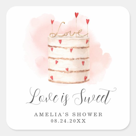 Love Is Sweet Bruiloftsfeest Vierkante Sticker (Voorkant)