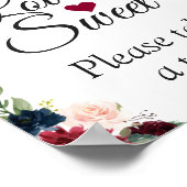 Love is Sweet Burgundy Blush Blue Floral Sign Poster (Hoek)