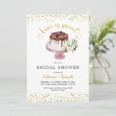 Love is Sweet Cake Bridal Shower Invitation Kaart (Staand voorkant)