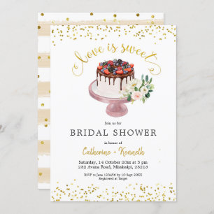 Love is Sweet Cake Bridal Shower Invitation Kaart