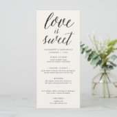 Love is Sweet Calligraphy Script Classic Wedding Menu (Staand voorkant)