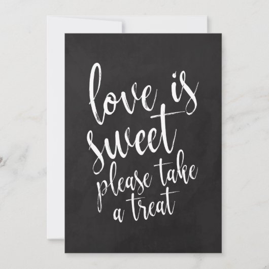 Love is Sweet Chalkboard Wedding Favors Sign Kaart (Voorkant)