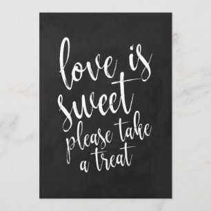 Love is Sweet Chalkboard Wedding Favors Sign Kaart