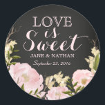 Love is Sweet Chalkboard Wedding Sticker<br><div class="desc">florale trouwstickers in de Little Bayleigh store! Kunstwerk van: www.createthecut.com</div>