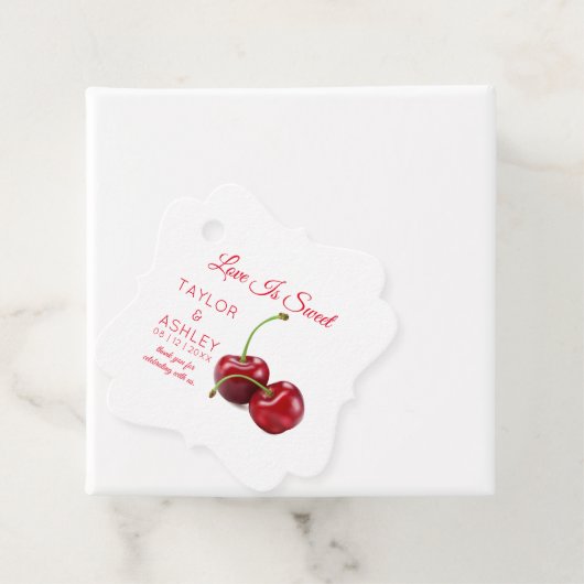 Love is Sweet Cherry Fruit | Weddenschap Bedankjes Labels (In situ)