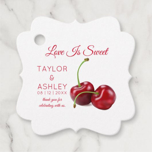 Love is Sweet Cherry Fruit | Weddenschap Bedankjes Labels (Voorkant)