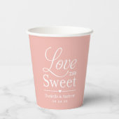 Love is Sweet Custom Roos Gold Wedding Monogram Papieren Bekers (Achterkant)