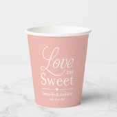 Love is Sweet Custom Roos Gold Wedding Monogram Papieren Bekers (Voorkant)