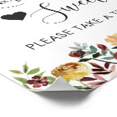 Love is Sweet Dessert Bar Rustic Burgundy Floral Poster (Hoek)