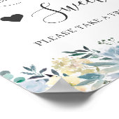 Love is Sweet Dessert Bar Vanilla Chic Blue Floral Poster (Hoek)