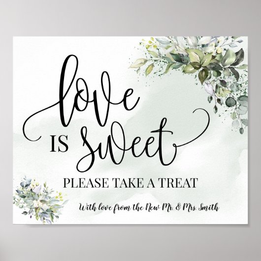Love is Sweet dessert table bruiloft eucalyptus Poster (Voorkant)