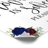 Love is Sweet dessert table bruiloft navy burgundy Poster (Hoek)