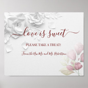 Love is Sweet Dessert Table Floral Wedding Sign Poster