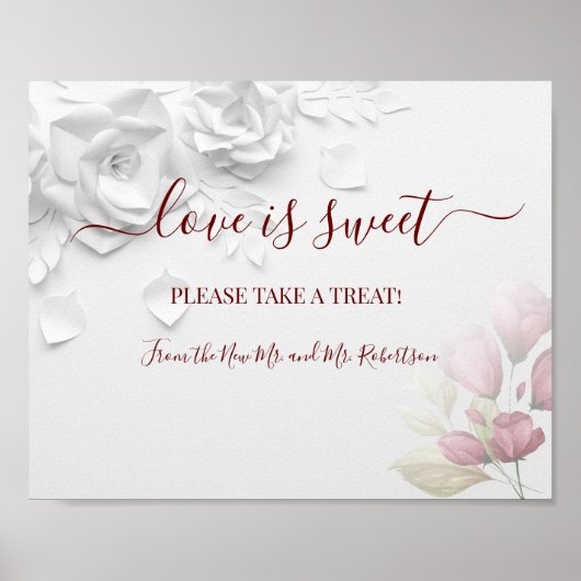Love is Sweet Dessert Table Floral Wedding Sign Poster (Voorkant)