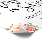 Love is Sweet dessert table sign bruiloft roze Poster (Hoek)