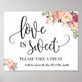 Love is Sweet dessert table sign bruiloft roze Poster (Voorkant)