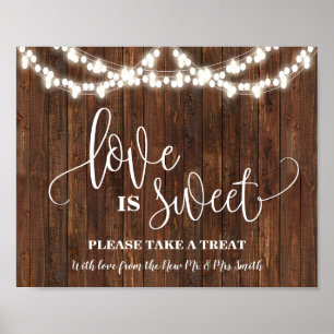 Love is Sweet Dessert Table Sign Western Weddensch Poster