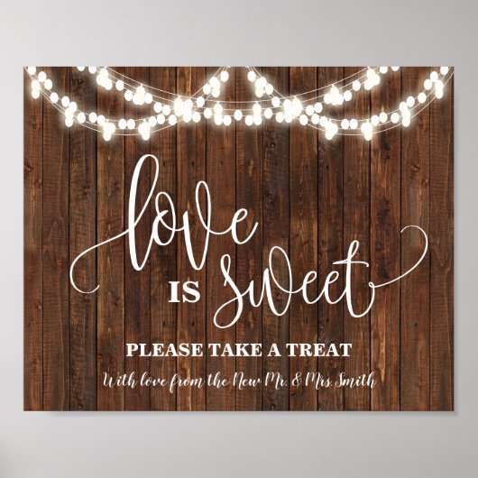 Love is Sweet Dessert Table Sign Western Weddensch Poster (Voorkant)