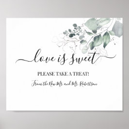 Love is Sweet Dessert Table Waterverf Flower Sign Poster