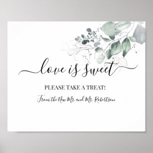 Love is Sweet Dessert Table Waterverf Flower Sign Poster