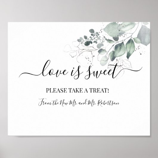Love is Sweet Dessert Table Waterverf Flower Sign Poster (Voorkant)