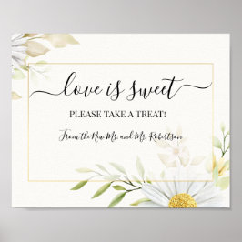 Love is Sweet Dessert Table Wedding Greenery Sign Poster
