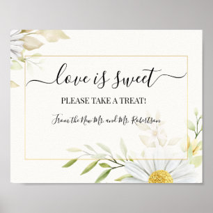 Love is Sweet Dessert Table Wedding Greenery Sign Poster