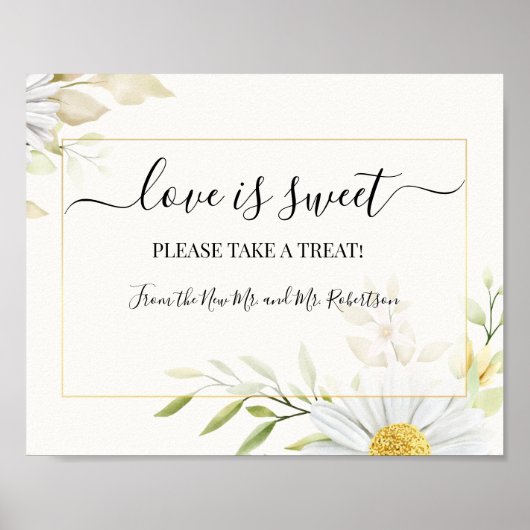 Love is Sweet Dessert Table Wedding Greenery Sign Poster (Voorkant)