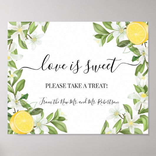 Love is Sweet Dessert Table Wedding Greenery Sign Poster (Voorkant)