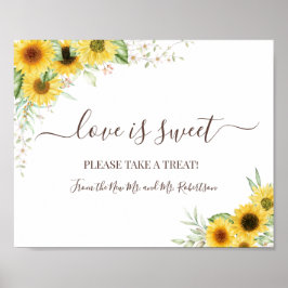 Love is Sweet Dessert Table Wedding Greenery Sign Poster