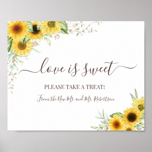 Love is Sweet Dessert Table Wedding Greenery Sign Poster (Voorkant)
