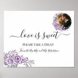 Love is Sweet Dessert Table Wedding Greenery Sign Poster