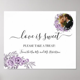 Love is Sweet Dessert Table Wedding Greenery Sign Poster