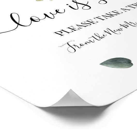 Love is Sweet Dessert Table Wedding Greenery Sign Poster (Hoek)