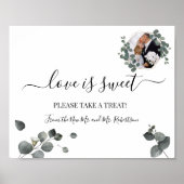 Love is Sweet Dessert Table Wedding Greenery Sign Poster (Voorkant)