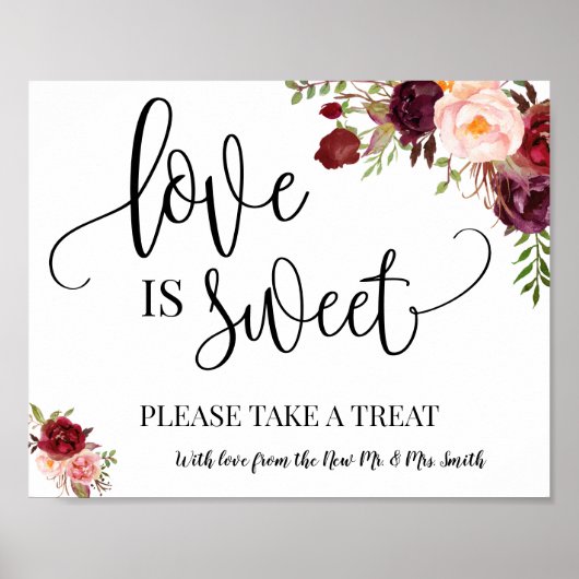 Love is Sweet dessert tafel trouw marsala bord Poster (Voorkant)