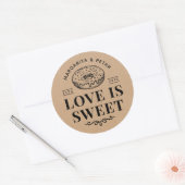 Love is Sweet Donut Rustic Wedding Kraft Ronde Sticker (Envelop)