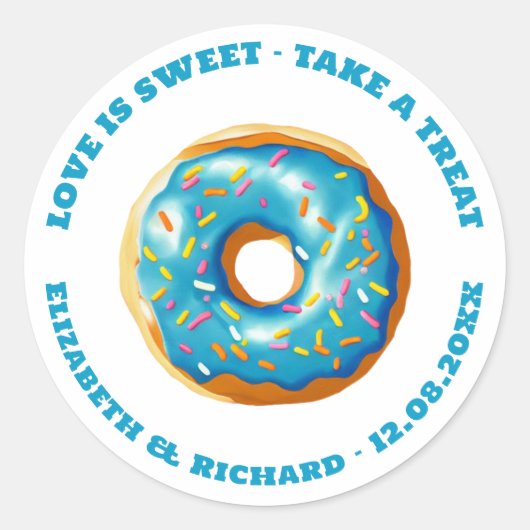 Love is Sweet Donut Wedding Ronde Sticker (Voorkant)