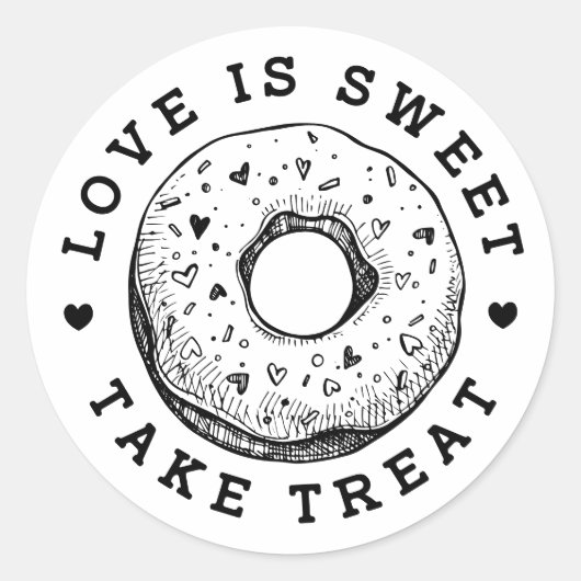 Love is Sweet Donut Wedding Ronde Sticker (Voorkant)