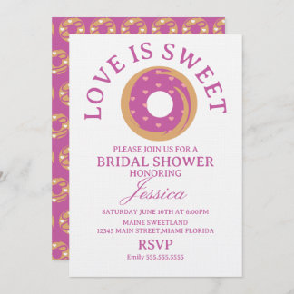 Love is sweet donut with hearts Bridal Shower Kaart